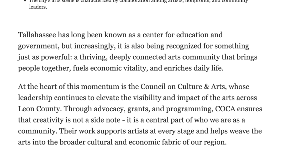 Creativity connection: The power of the arts in Tallahassee